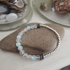 Moon bead and Sterling Silver Custom Bracelet